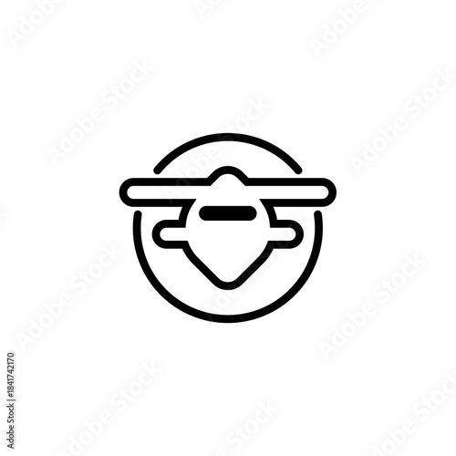 Stylized Line Art Illustration of an Unmanned Aerial Vehicle in a Circle