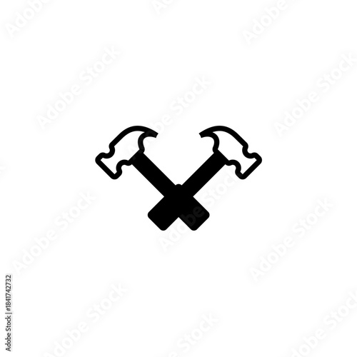 Crossed Hammers Silhouette Icon Representing Work and Industry