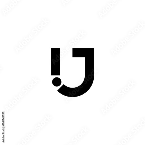 Minimalist Black and White Abstract Graphic Design with J shaped Form
