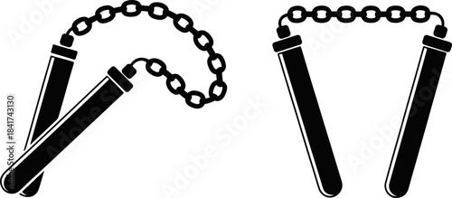 Nunchaku Weapon Icons Set