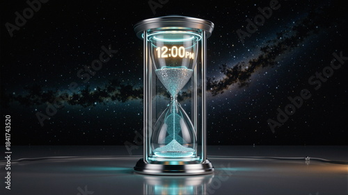 Zegar i klepsydra to narzędzie umożliwiające mierzenia czasu. A godzina 12:00 PM dnia 31 grudnia jest przełomowym momentem w roku. Nowy Rok.