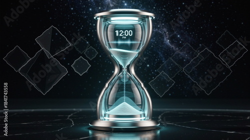 Zegar i klepsydra to narzędzie umożliwiające mierzenia czasu. A godzina 12:00 PM dnia 31 grudnia jest przełomowym momentem w roku. Nowy Rok.