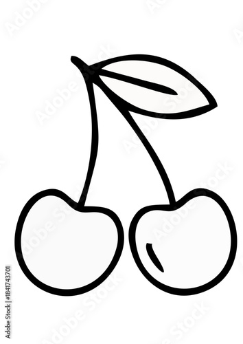 Vector cherry illustration in clean minimal graphic style, red tones, decorative design element for food and fruit projects