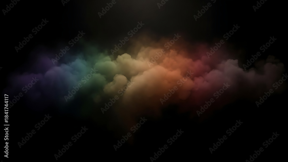 Obraz premium Vibrant rainbow smoke on dark background