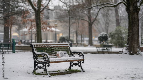 Snow blankets the cabin’s path to the woodshed