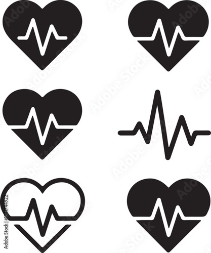 ECG and Heart Combination Icons