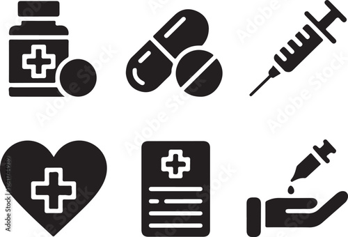 Heart Health and Medical Flat Icons