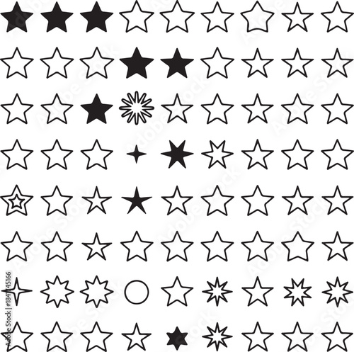 Star Rating Outline Icons Set