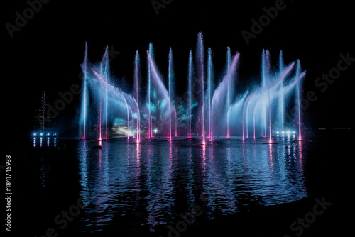 Dancing Fountains At A Christmas & Winter Light Trail In Oxfordshire