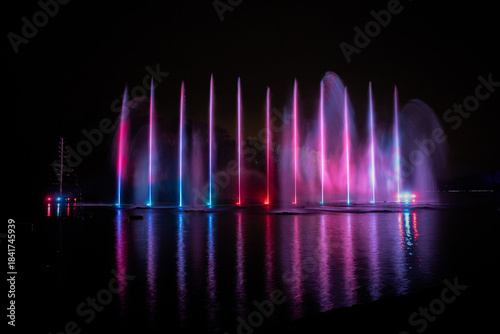 Dancing Fountains At A Christmas & Winter Light Trail In Oxfordshire