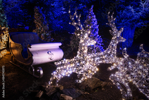 Santa Clause Sleigh On A Christmas & Winter Light Trail In Oxfordshire