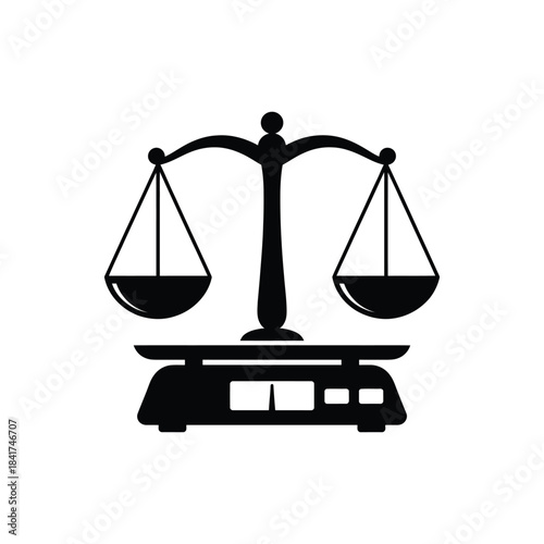 Scales icon symbol vector illustration shows equilibrium and precise weight measurement tool for commercial applications or legal concepts.