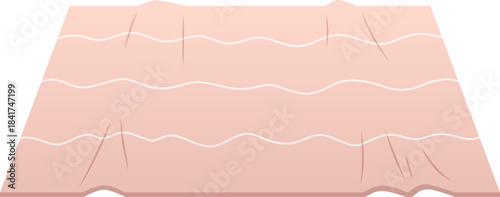 Rug with a wave pattern in nude beige, vector cartoon carpet for floor in room or bathroom, cozy home textile neat mat