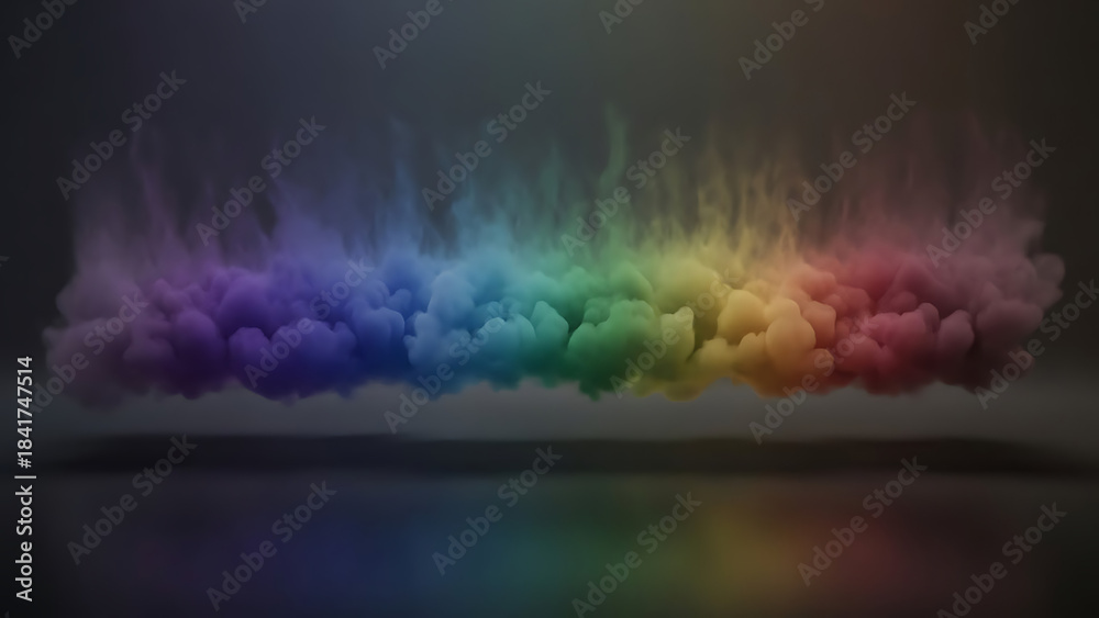 Obraz premium Vibrant rainbow colored smoke on dark background