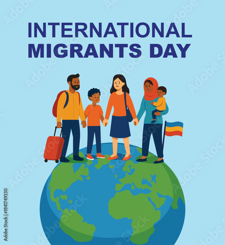 International Migrants Day Vector Illustration – Celebrated on 18 December