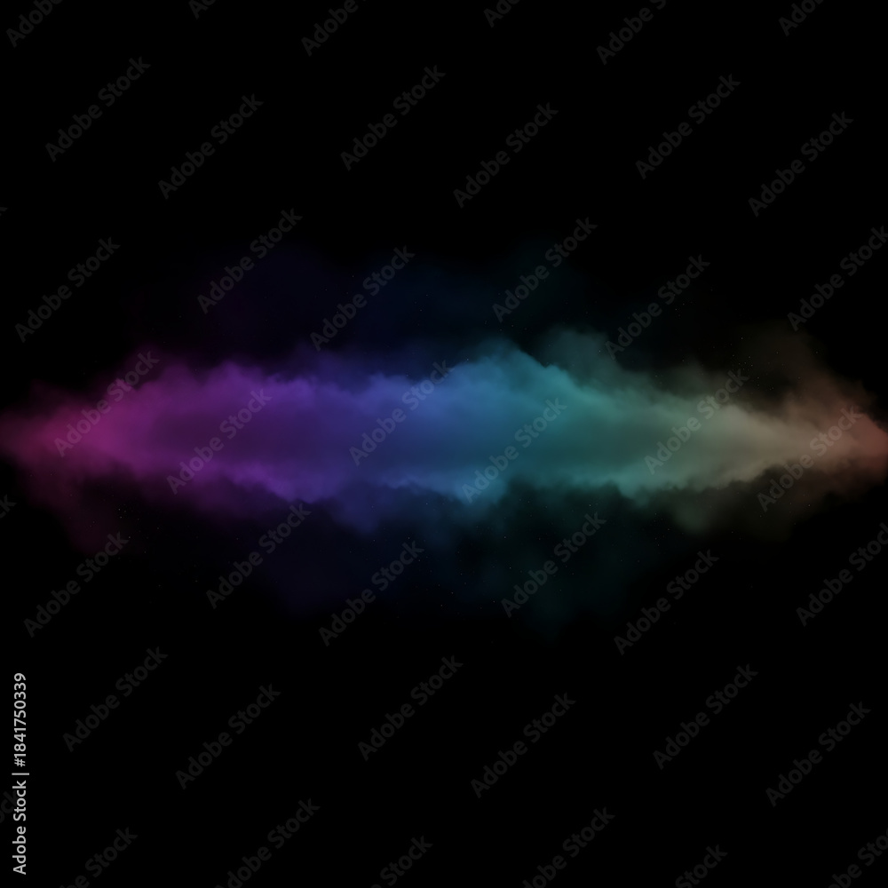 Obraz premium Vibrant rainbow colored smoke on black background