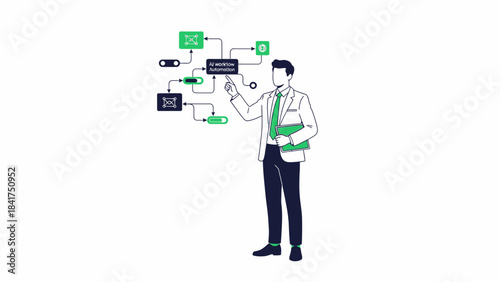 Illustration of AI workflow automation in a modern business or technological environment