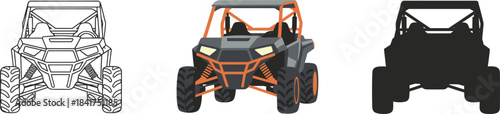 ATV Side-by-Side UTV Off-Road Vehicle Vector Illustration Set