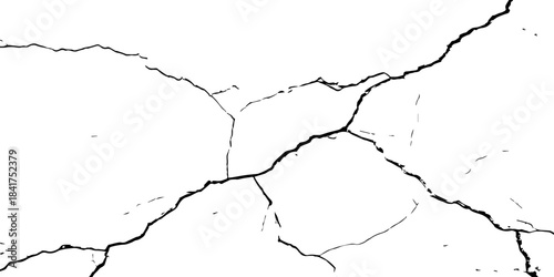 High-contrast cracked texture on a white background, featuring distressed lines and natural fracture patterns. Perfect for backgrounds, overlays, grunge design, and abstract artistic projects.