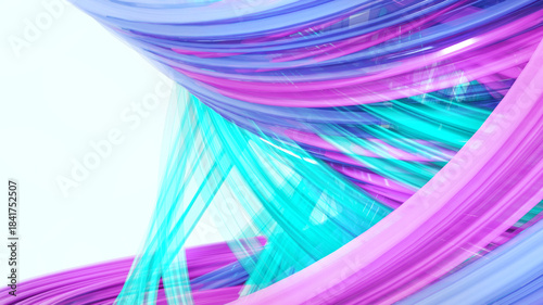 Glossy, shiny swirl abstract background with smooth curves and flowing motion, featuring minimalistic design 3D Rendering 