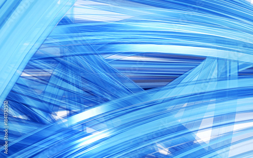 Glossy, shiny swirl abstract background with smooth curves and flowing motion, featuring minimalistic design 3D Rendering 