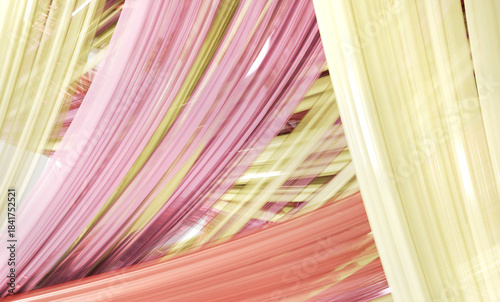 Glossy, shiny swirl abstract background with smooth curves and flowing motion, featuring minimalistic design 3D Rendering 