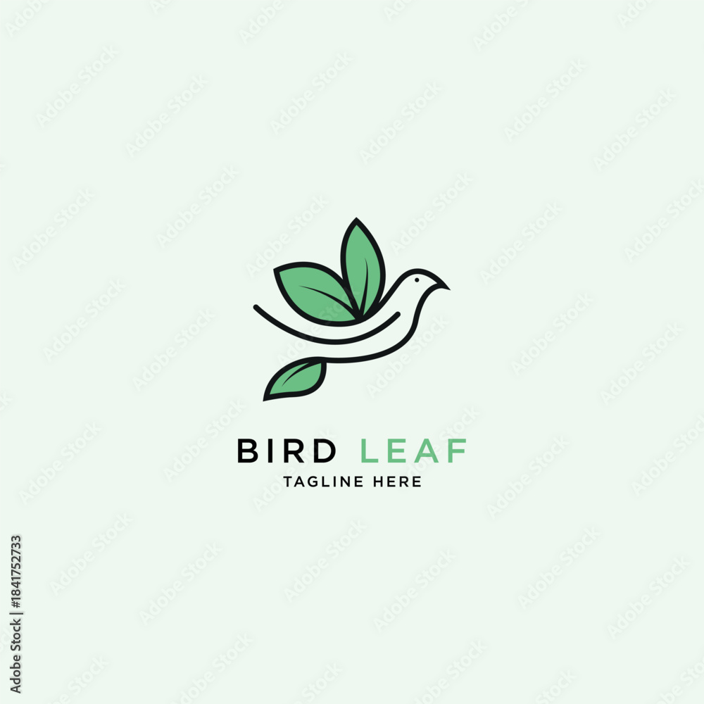 Fototapeta premium Bird and leaf logo design vector template