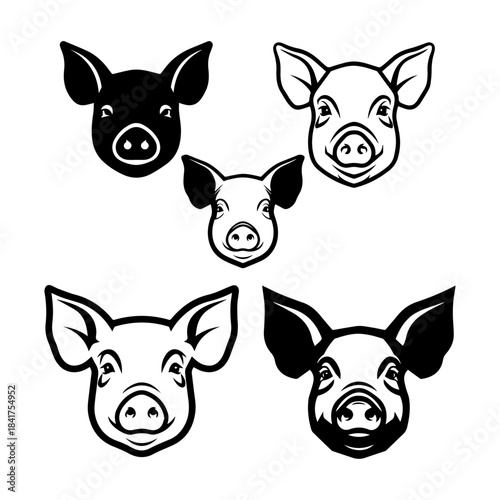 Pig head silhouette for meat industry silhouette pack