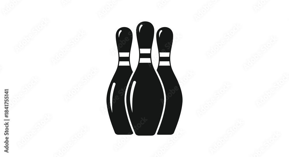 Fototapeta premium A striking graphic representation of three bowling pins in bold black a captivating silhouette