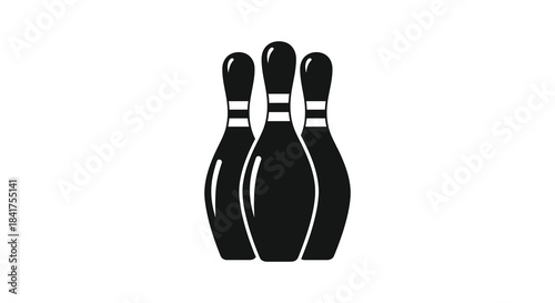 A striking graphic representation of three bowling pins in bold black a captivating silhouette