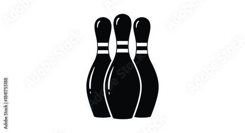 A striking visual of three bowling pins standing together in a dark bold silhouette