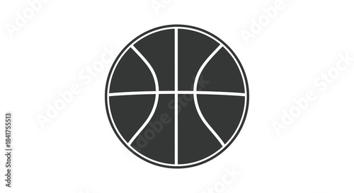 A striking black and white image of a basketball showcasing its classic design silhouette
