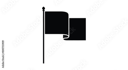 A striking view of a black flag waving on a pole a bold and simple silhouette