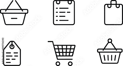 Shopping and E-Commerce Line Icons Set – Retail, Online Store, Payment, Cart, Delivery, Discount, Purchase and Marketing Symbols
