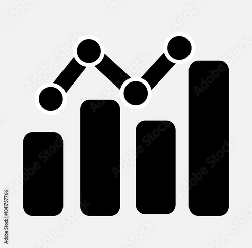 Data Trend Bars with Nodes — Analytics Icon