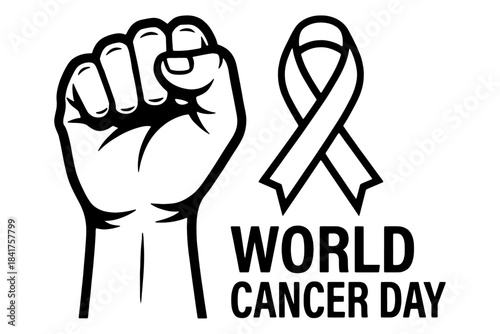 World Cancer Day,
World Cancer Day Fist and Ribbon Vector – Strength, Fight & Awareness Symbol