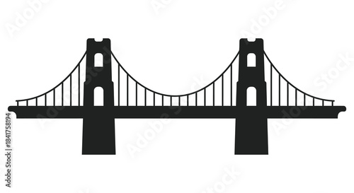 A striking black silhouette of a suspension bridge with iconic towers and cables a beautiful silhouette