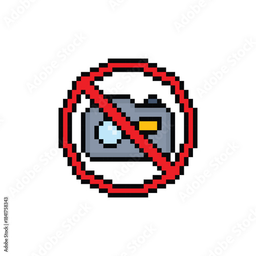 pixel art no camera video photo not allowed 8 bit vector icon for computer game logo