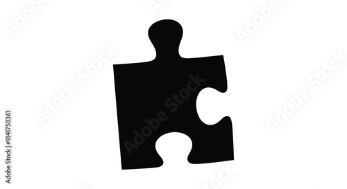 A single black puzzle piece isolated on a white background demonstrating connection and completeness silhouette