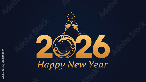 high quality silhouettes of stylized vector 2026 Happy New Year logo