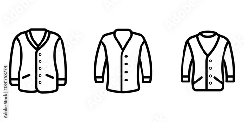 cardigan outline or line icon design bundle.