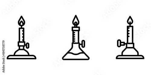 bunsen-burner outline or line icon design bundle.