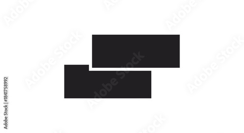 Abstract arrangement of two solid black rectangular shapes against a plain white background silhouette