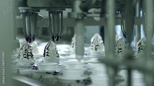 Ice cream production at the factory