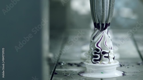 Ice cream production at the factory