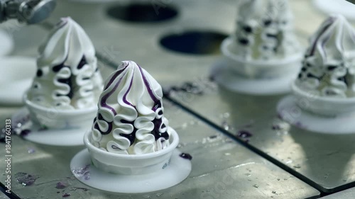 Ice cream production at the factory