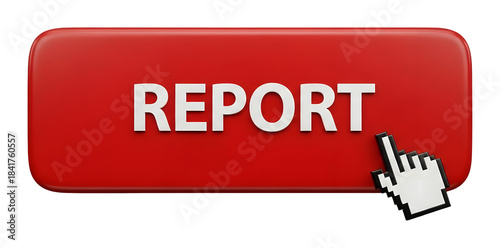 Red Report Button with Hand Cursor Click Icon PNG Transparent