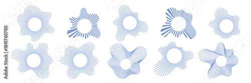 Blue circular echo pattern radiates outward with geometric concentric rings creating hypnotic soundwave effect and pulsing target design for audio visualizations.