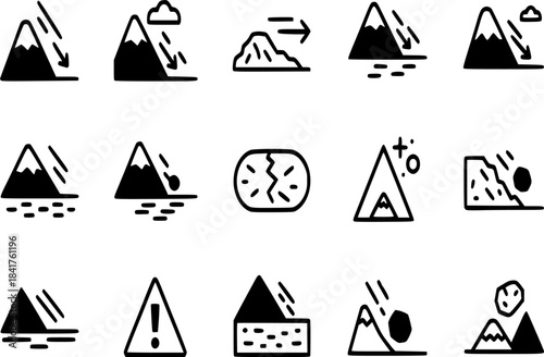 Collection of Landslide and Avalanche Icons
