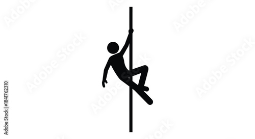 A person skillfully ascending a vertical pole exhibiting strength and agility a striking silhouette